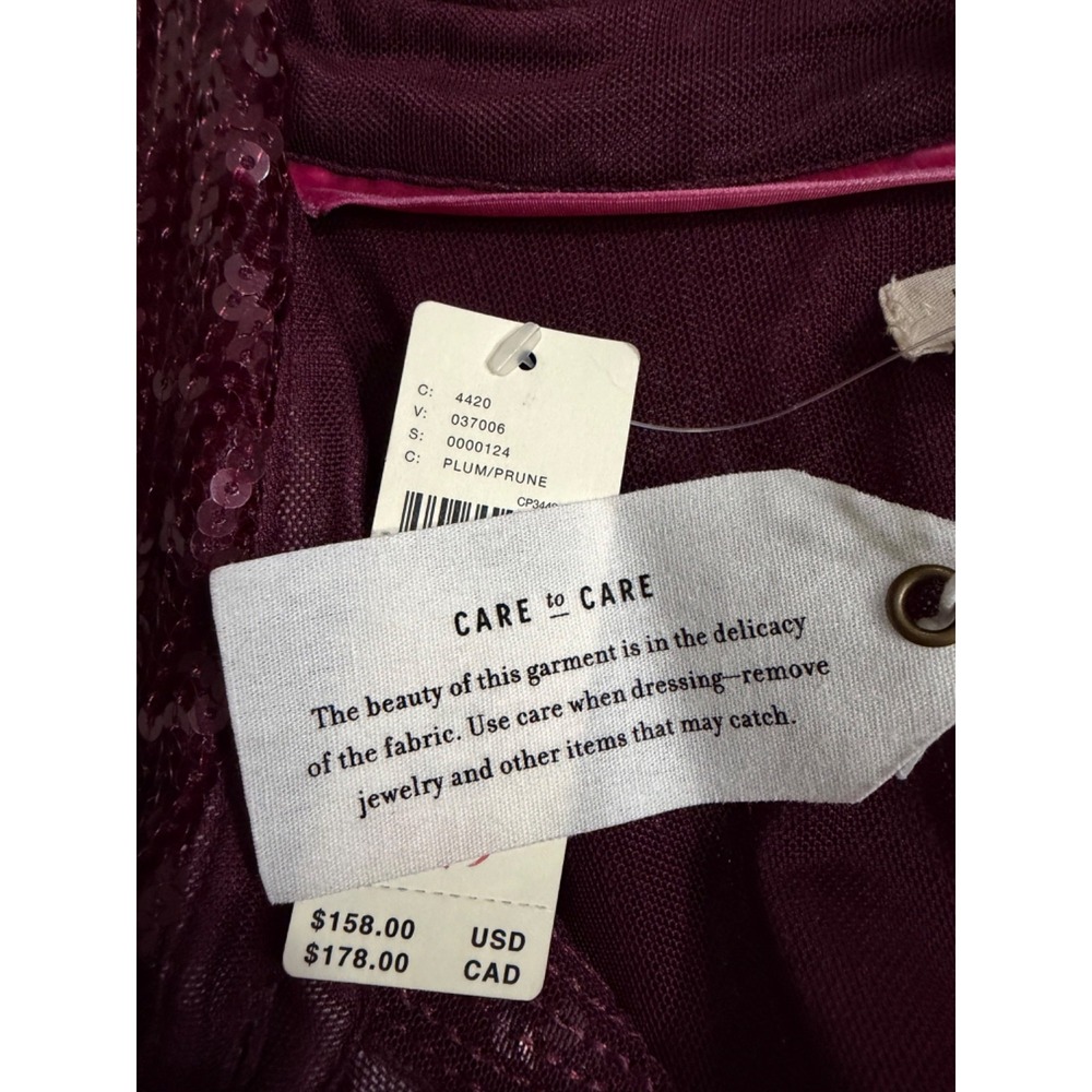 NWT Anthropologie Pilcro Sequin Buttondown Shirt Plum 3X Top Party Holiday - Picture 6 of 9
